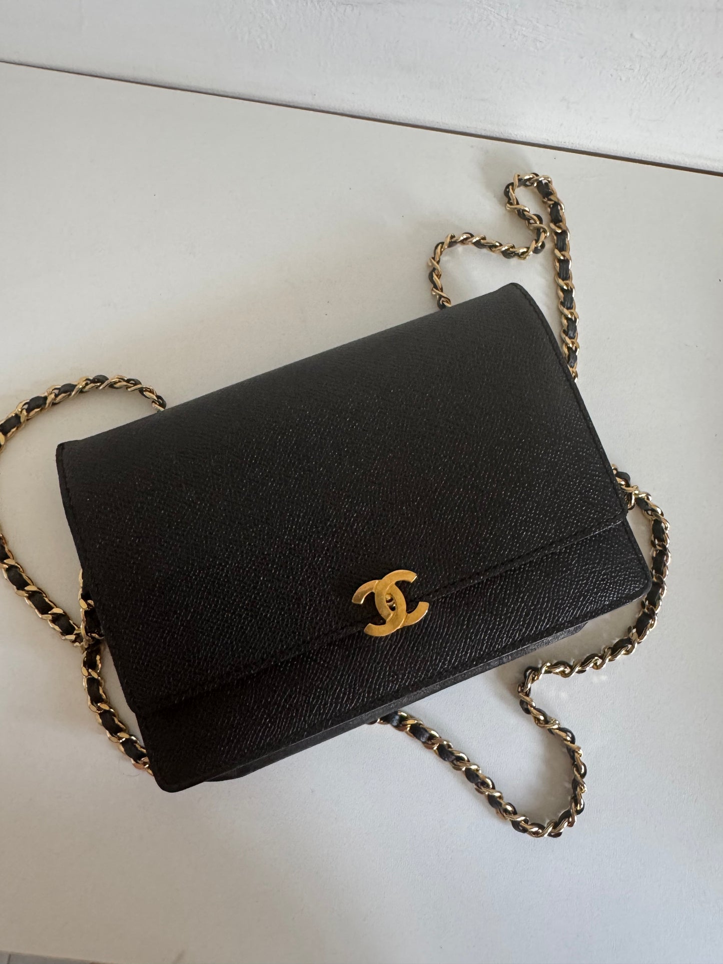 CHANEL Classic Wallet on Chain "WOC" Caviar GHW