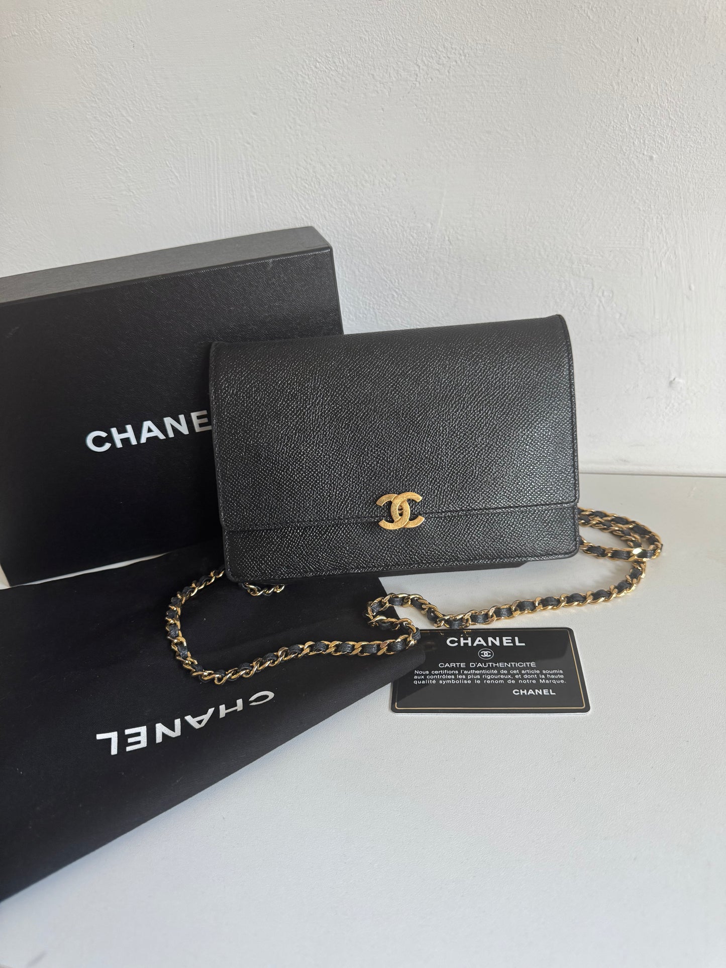 CHANEL Classic Wallet on Chain "WOC" Caviar GHW