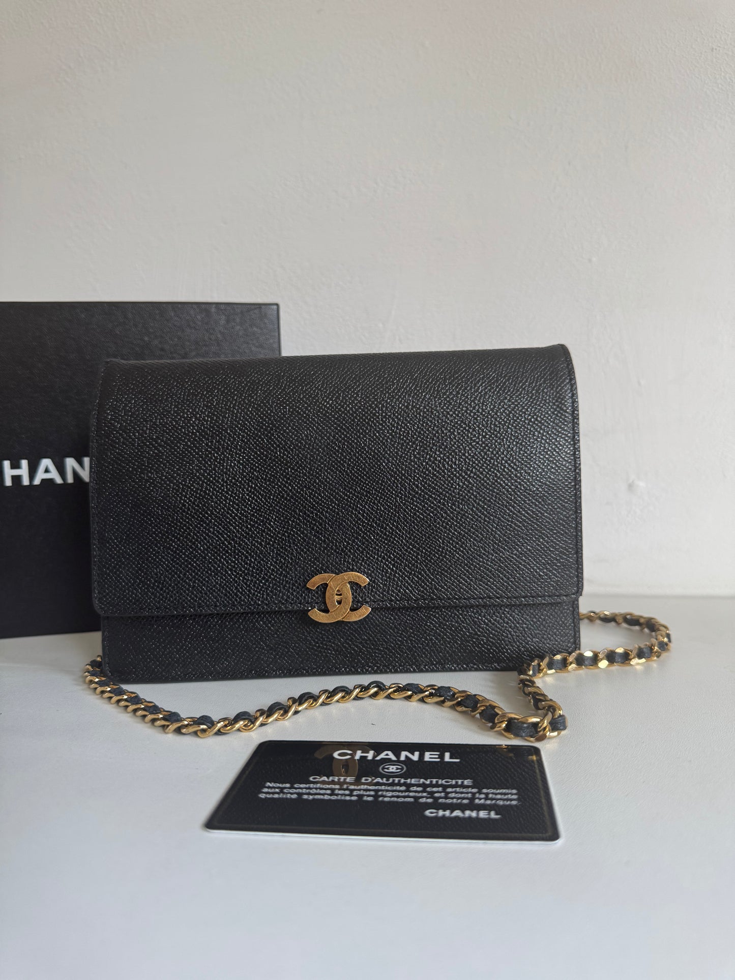 CHANEL Classic Wallet on Chain "WOC" Caviar GHW