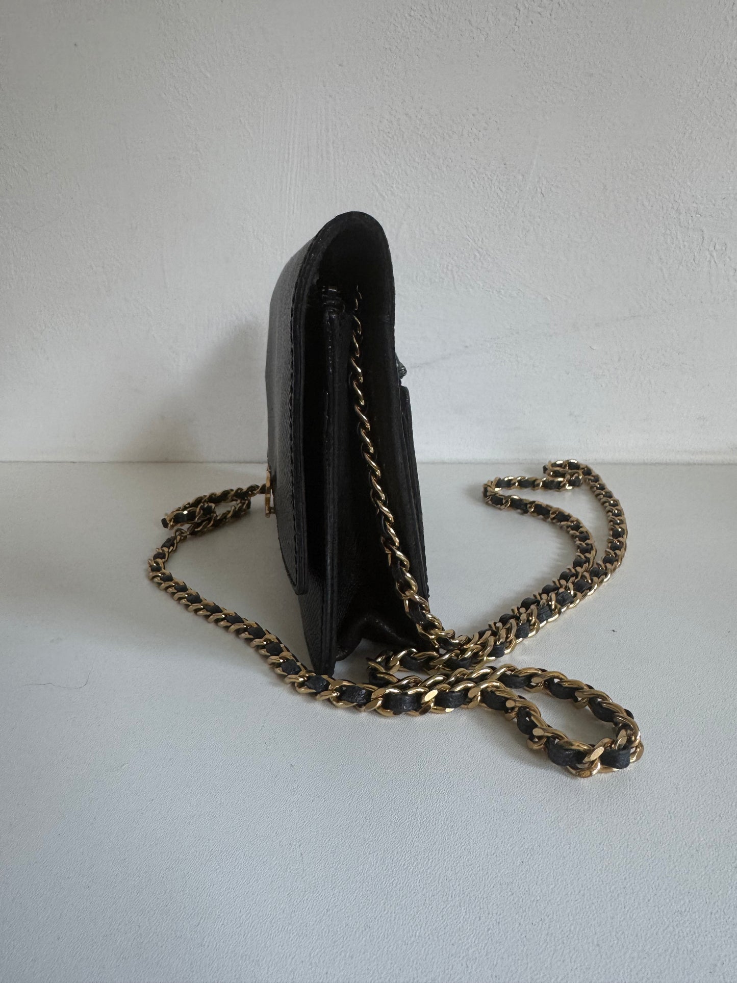 CHANEL Classic Wallet on Chain "WOC" Caviar GHW