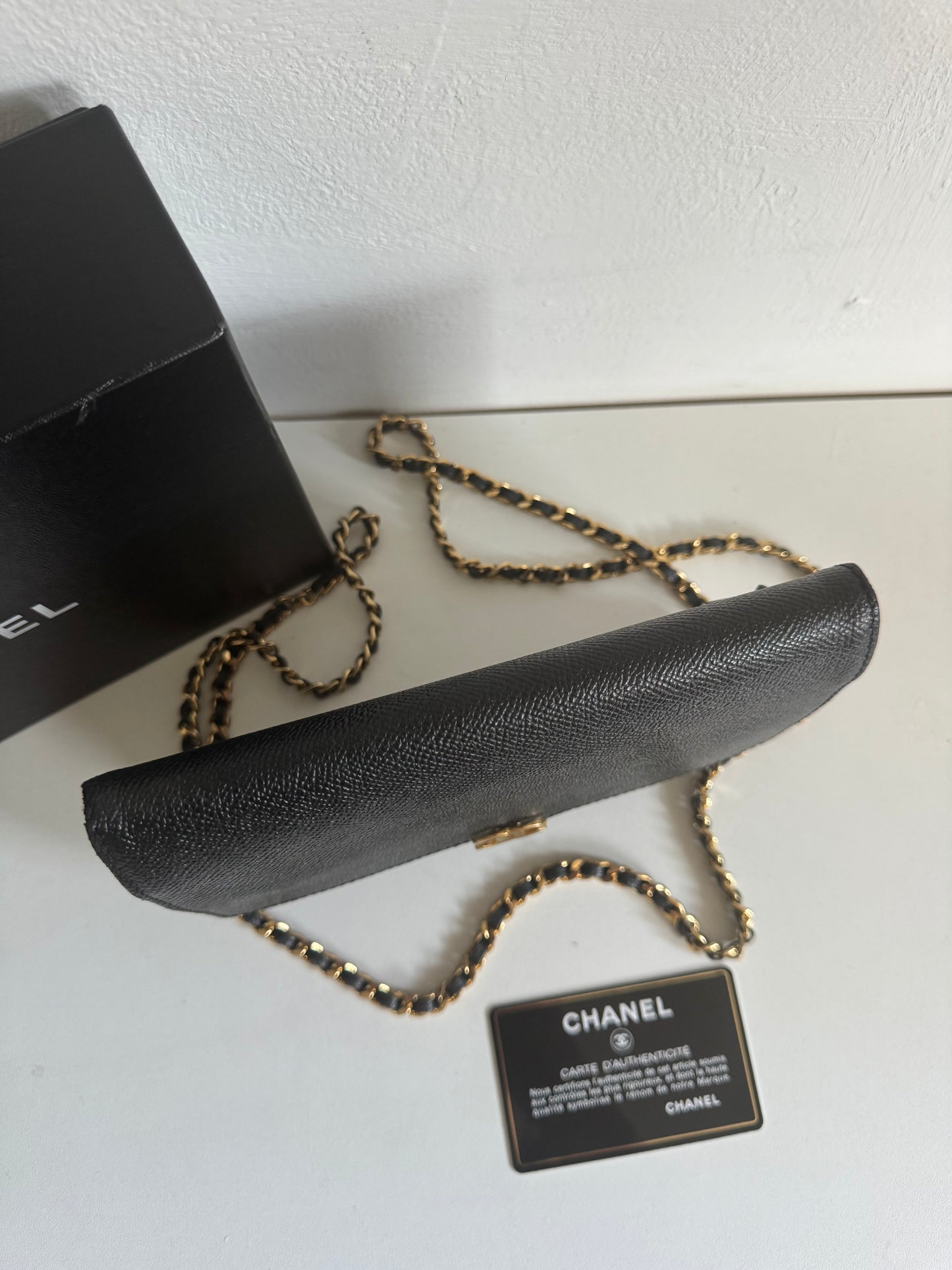CHANEL Classic Wallet on Chain "WOC" Caviar GHW