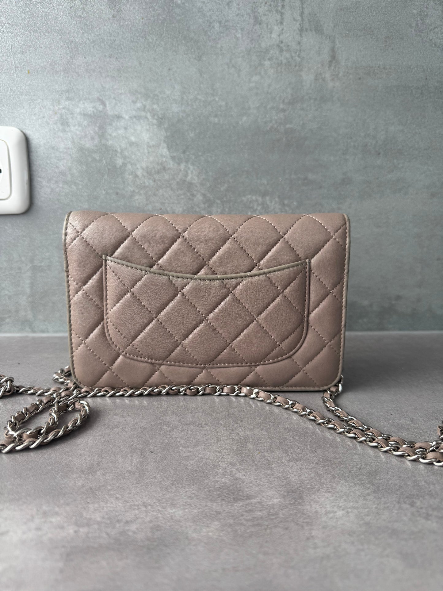 CHANEL Classic Wallet on Chain "WOC" Lambskin Taupe