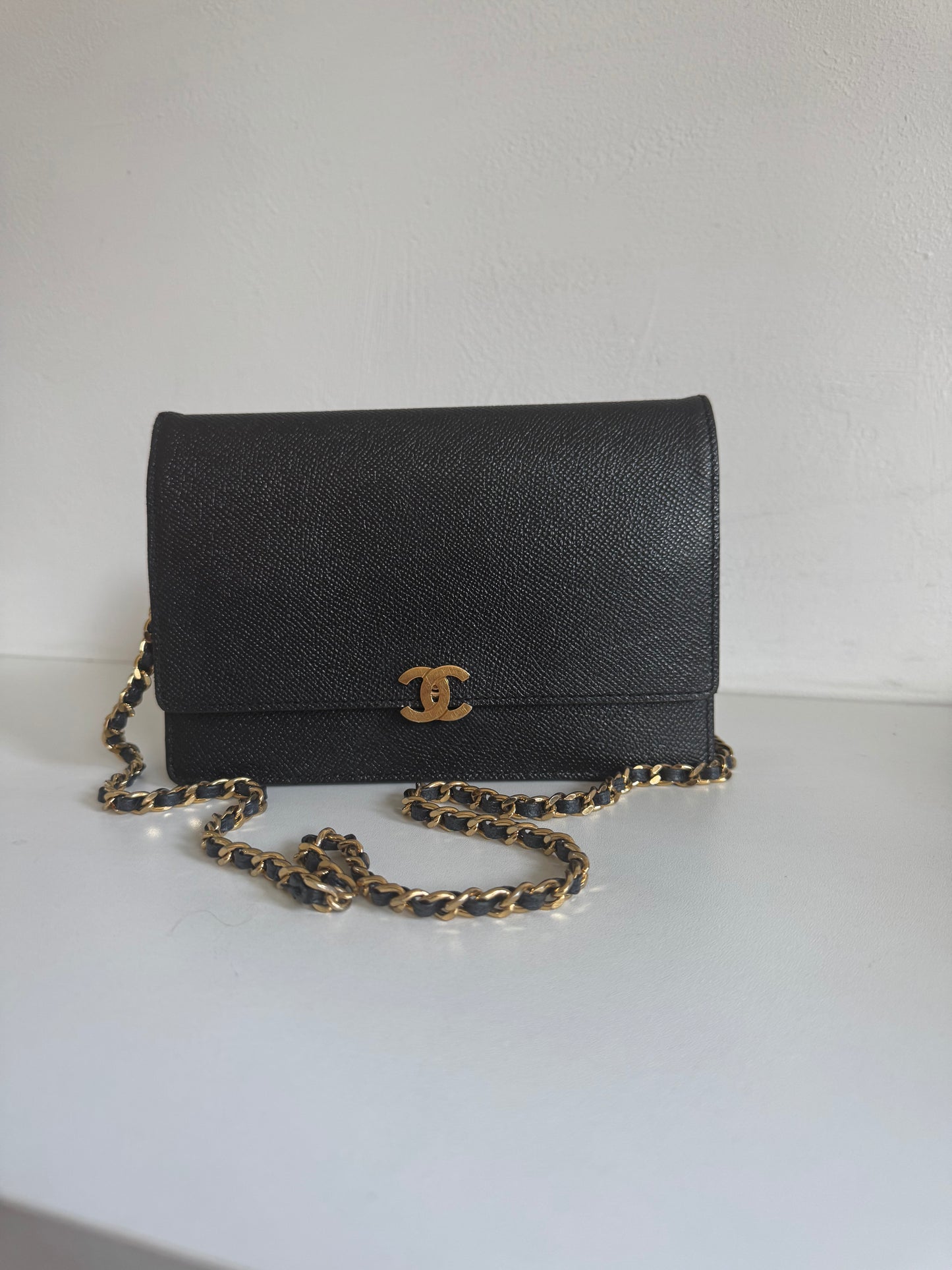 CHANEL Classic Wallet on Chain "WOC" Caviar GHW