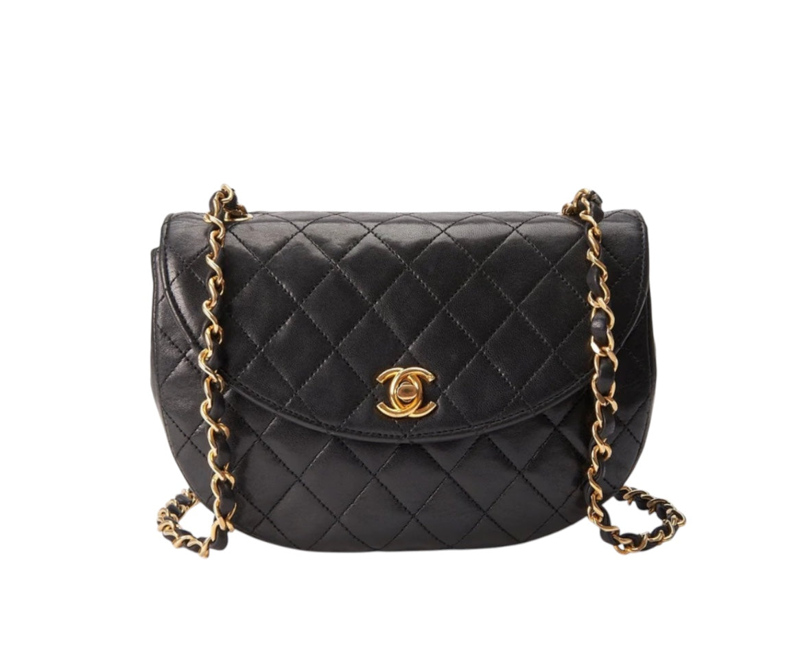 CHANEL Vintage Halfmoon Round Flap Bag