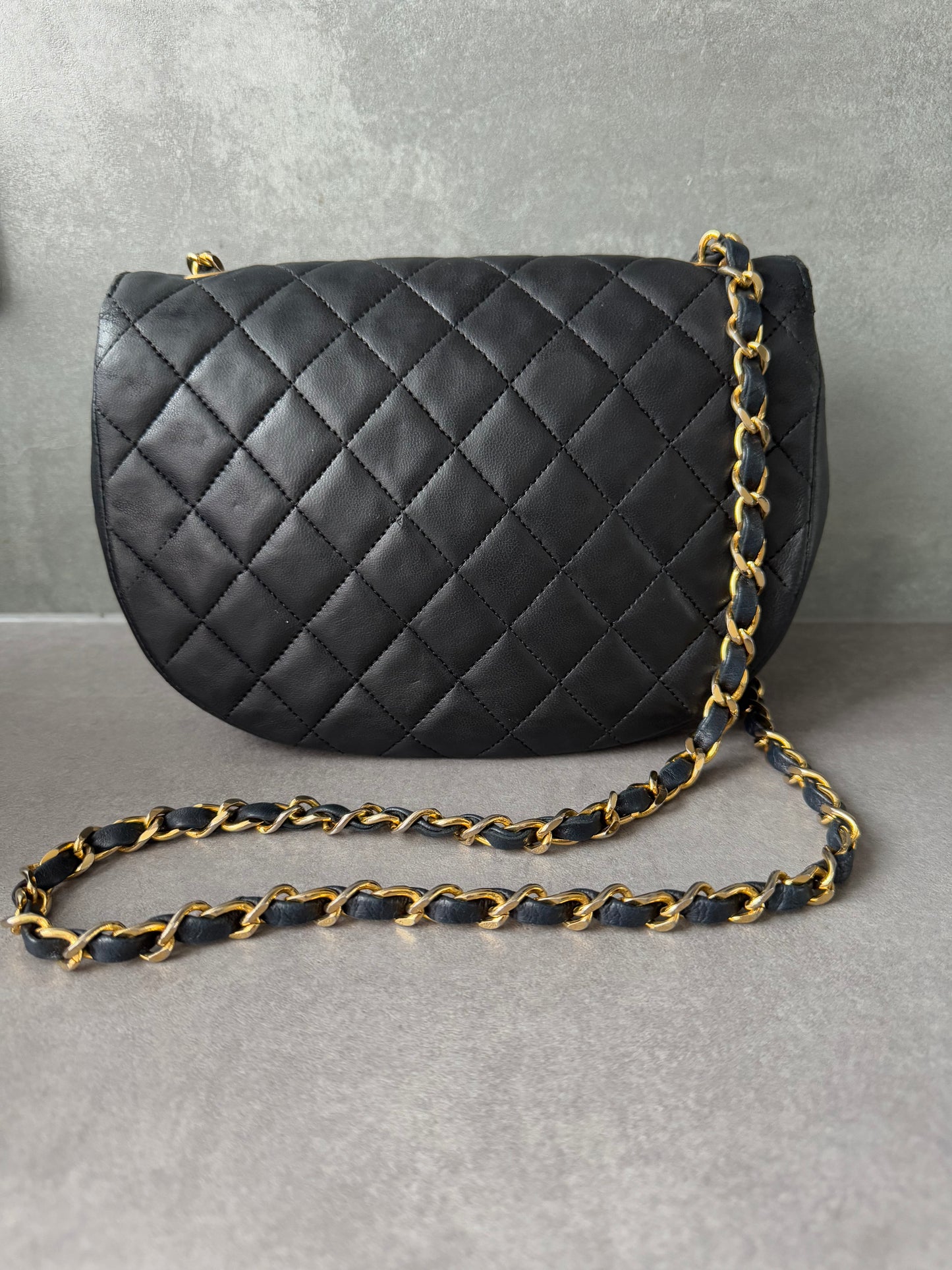 CHANEL Vintage Halfmoon Round Flap Bag