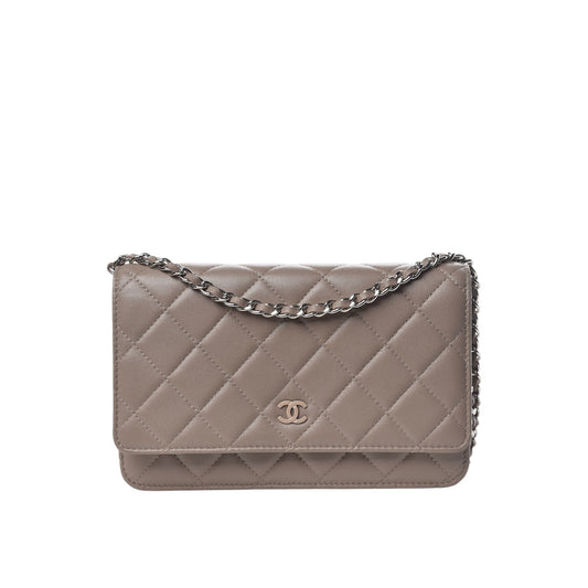 CHANEL Classic Wallet on Chain "WOC" Lambskin Taupe