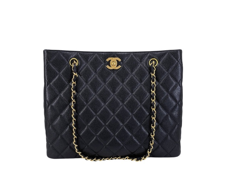 CHANEL Vintage Medium Tote Shopper Bag Caviar